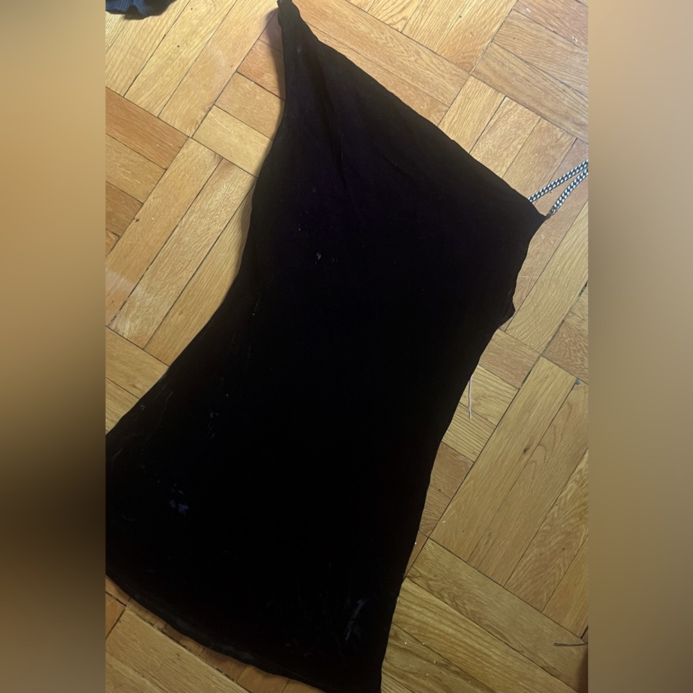 Zara Black Suede Small Dress with a chain shoulder strap
